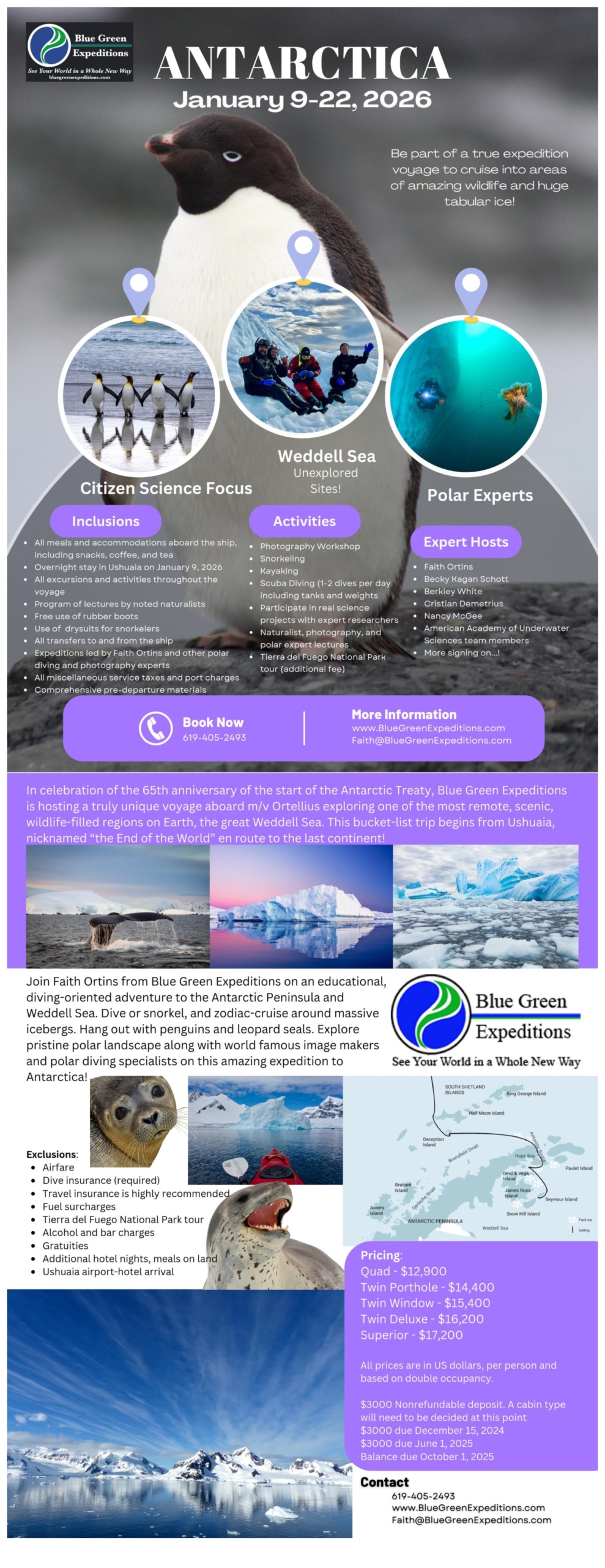 Antarctica Citizen Science Project expedition , January 9-22, 2026. Expedition description and pricing.