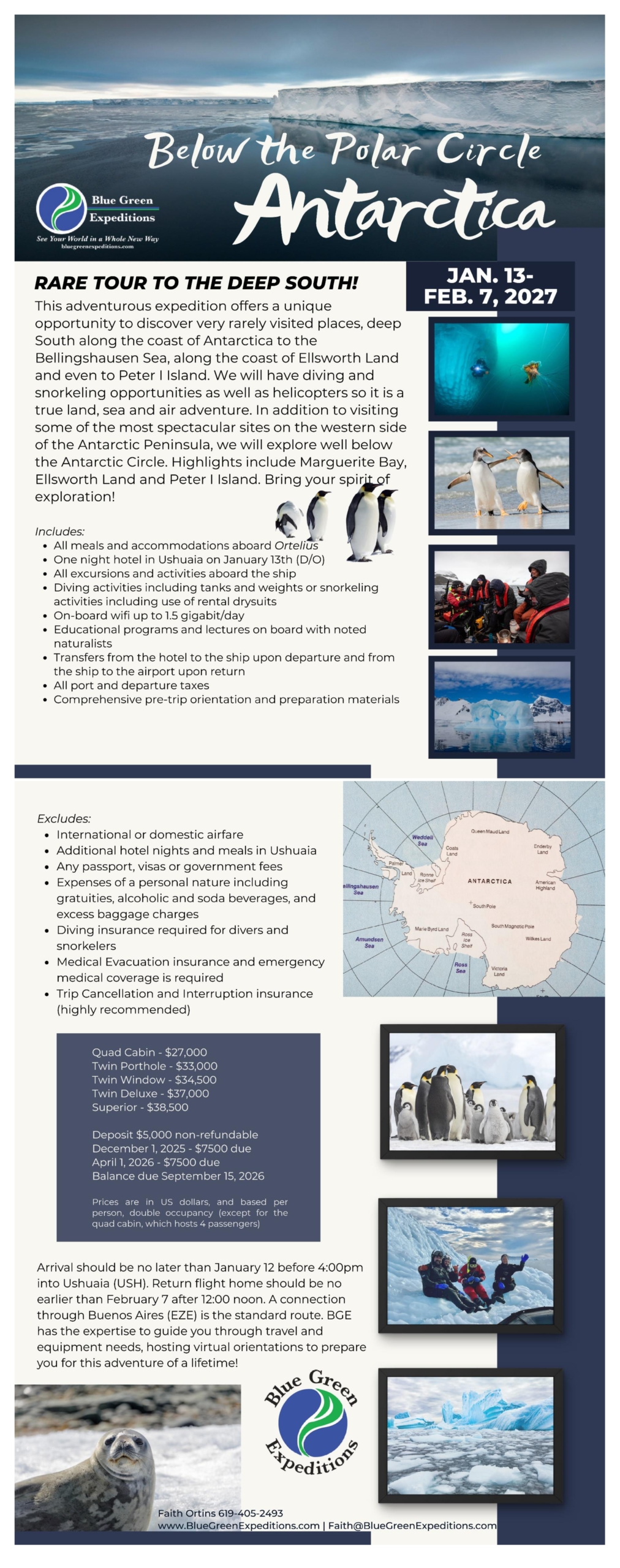 Antarctica 2027 Below the polar circle - Jan 13 - Feb 7, 2027, cost and trip details.