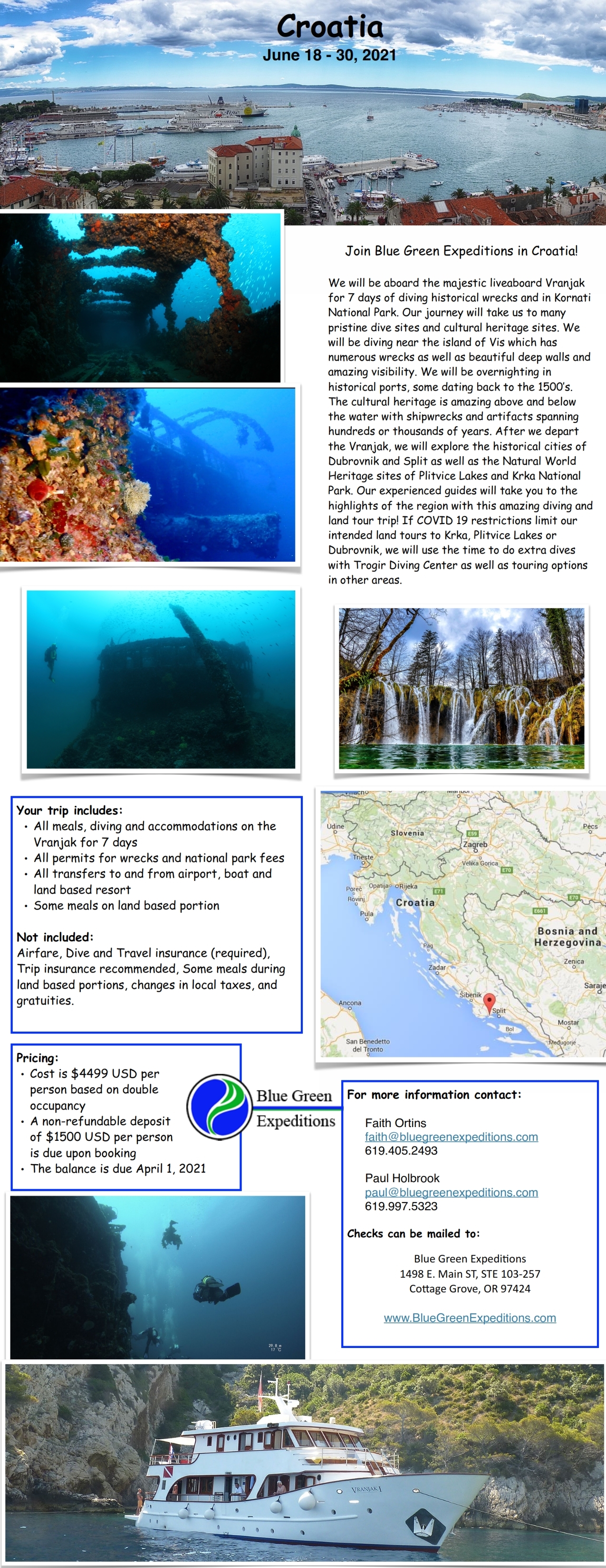 Croatia Recreational trip: June 18-30, 2021