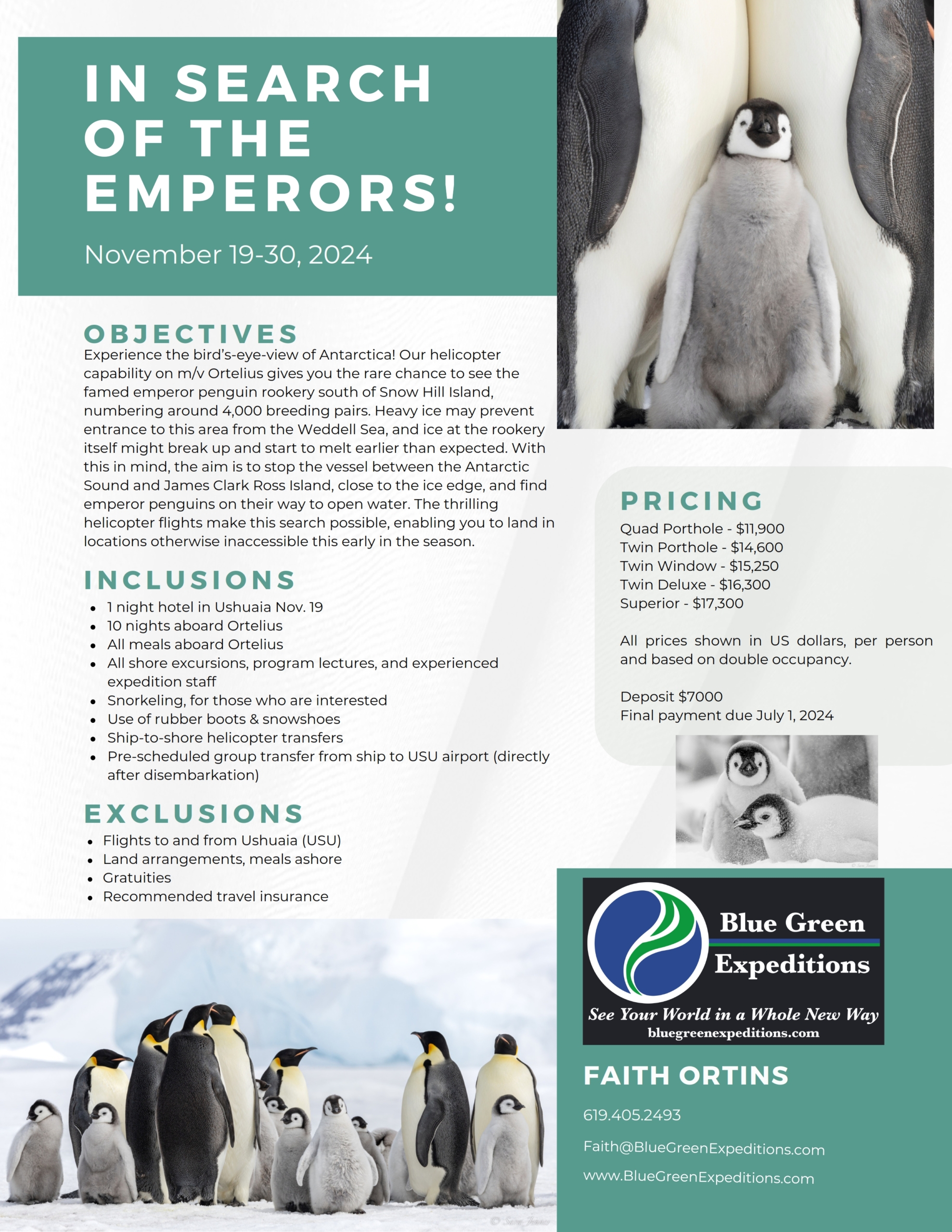 Emperor Penguins, November 19-30, 2024. Trip description and pricing.