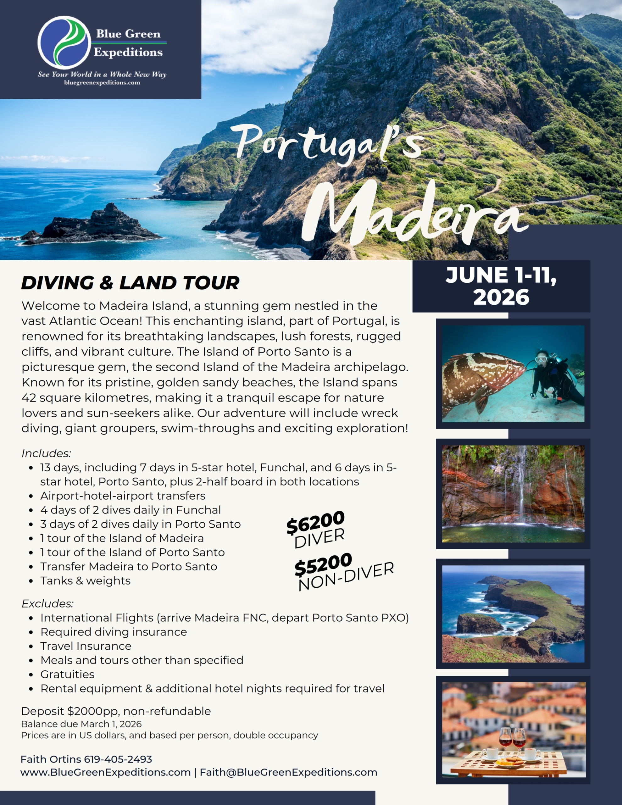 Madeira Portugal , June 1-11, 2026. Expedition description and pricing.