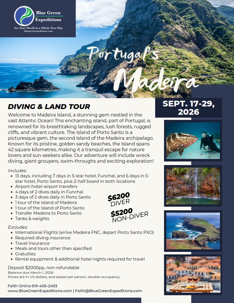 Madeira Portugal , September 17-29, 2026. Expedition description and pricing.