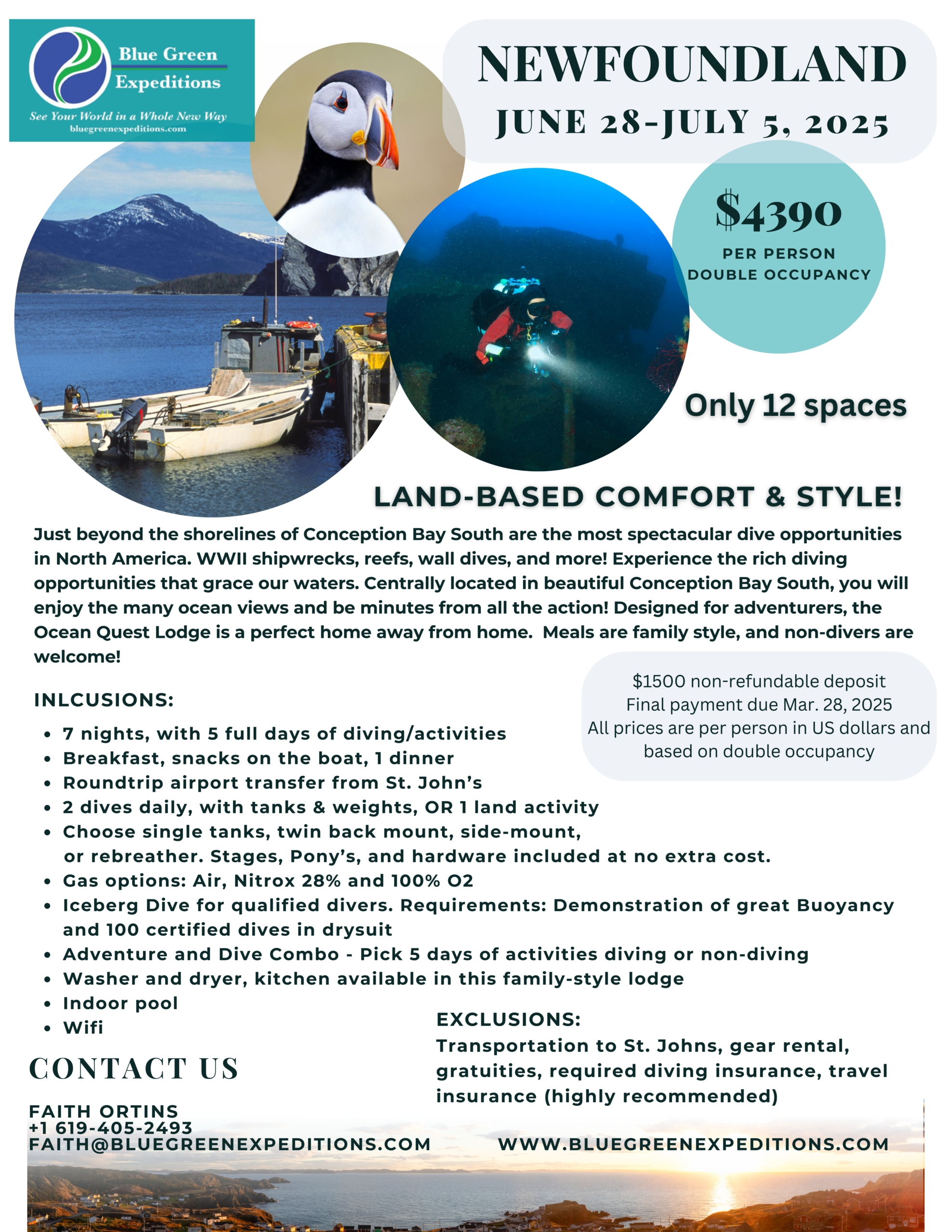Newfoundland , June 28- July 5, 2025. Expedition description and pricing.
